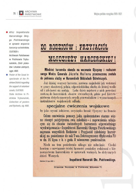 Wojna polsko-rosyjska 1919-1921. Źródła z zasobu Archiwum Państwowego w Piotrkowie Trybunalskim Wojna polsko-rosyjska 1919-1921. Źródła z zasobu Archiwum Państwowego w Piotrkowie Trybunalskim