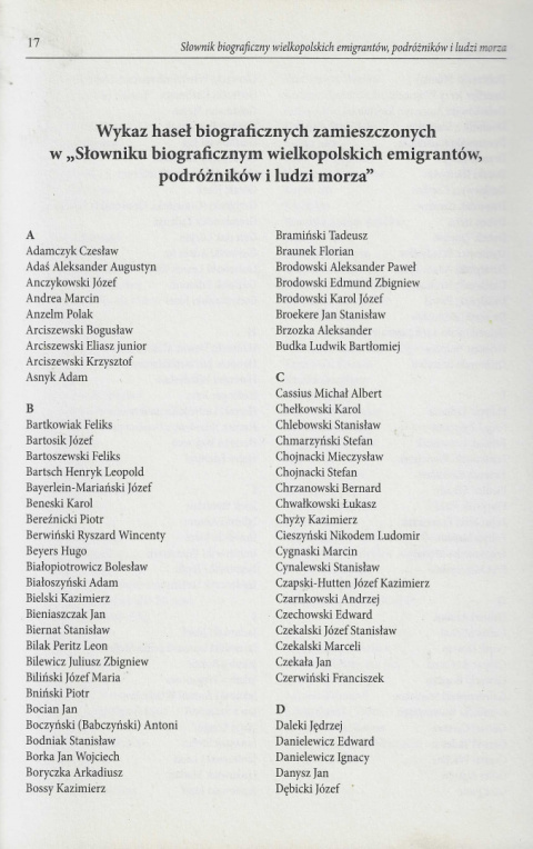 Słownik biograficzny wielkopolskich emigrantów, podróżników i ludzi morza Słownik biograficzny wielkopolskich emigrantów, podróżników i ludzi morza