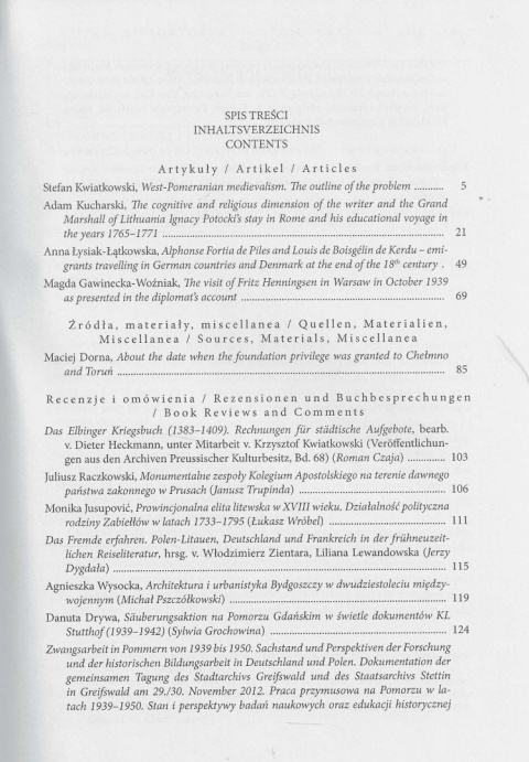 Zapiski Historyczne poświęcone historii Pomorza i krajów bałtyckich, tom LXXX, rok 2015, zeszyt 4 Zapiski Historyczne poświęcone historii Pomorza i krajów bałtyckich, tom LXXX, rok 2015, zeszyt 4